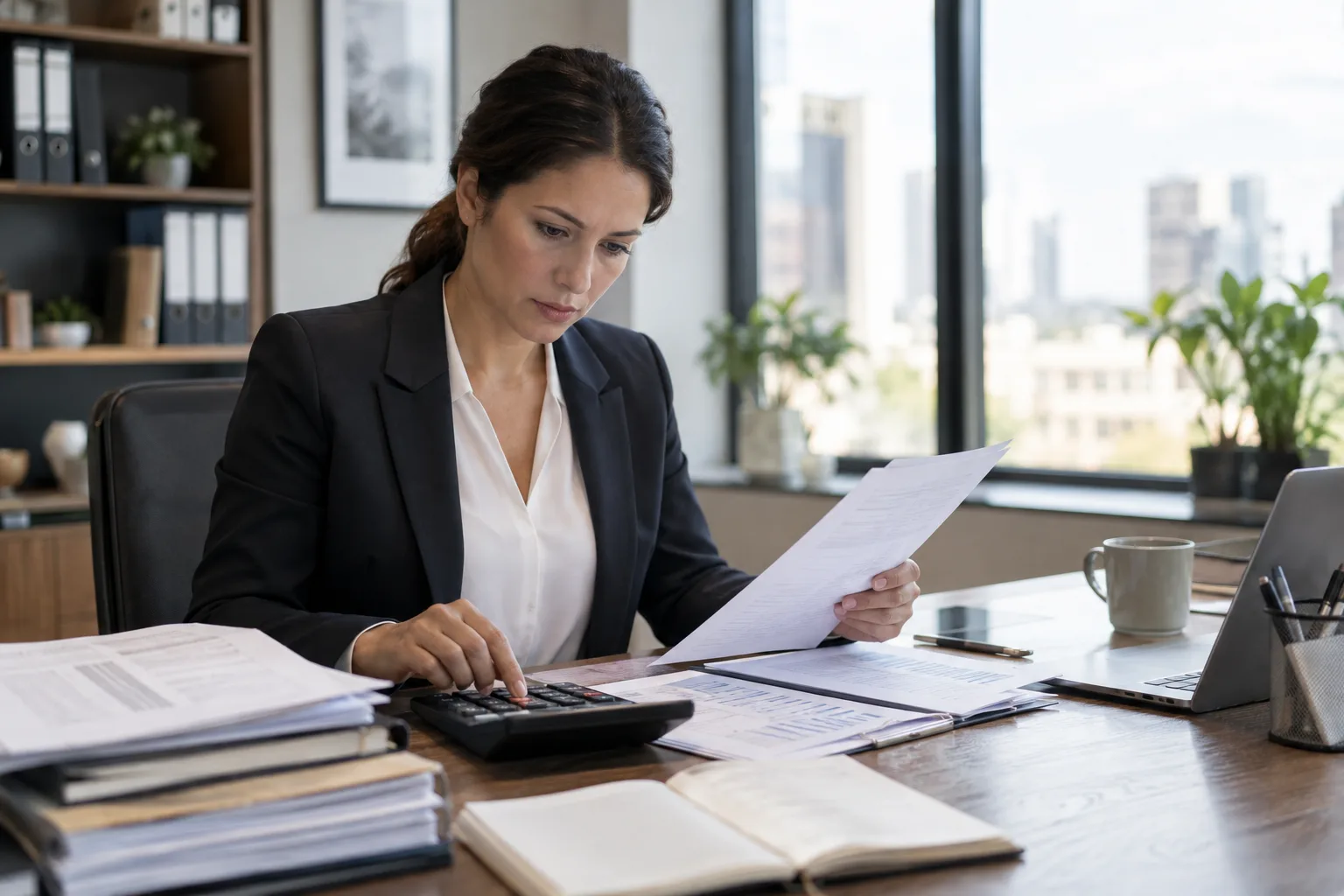 finance manager reconciling organized accounting records