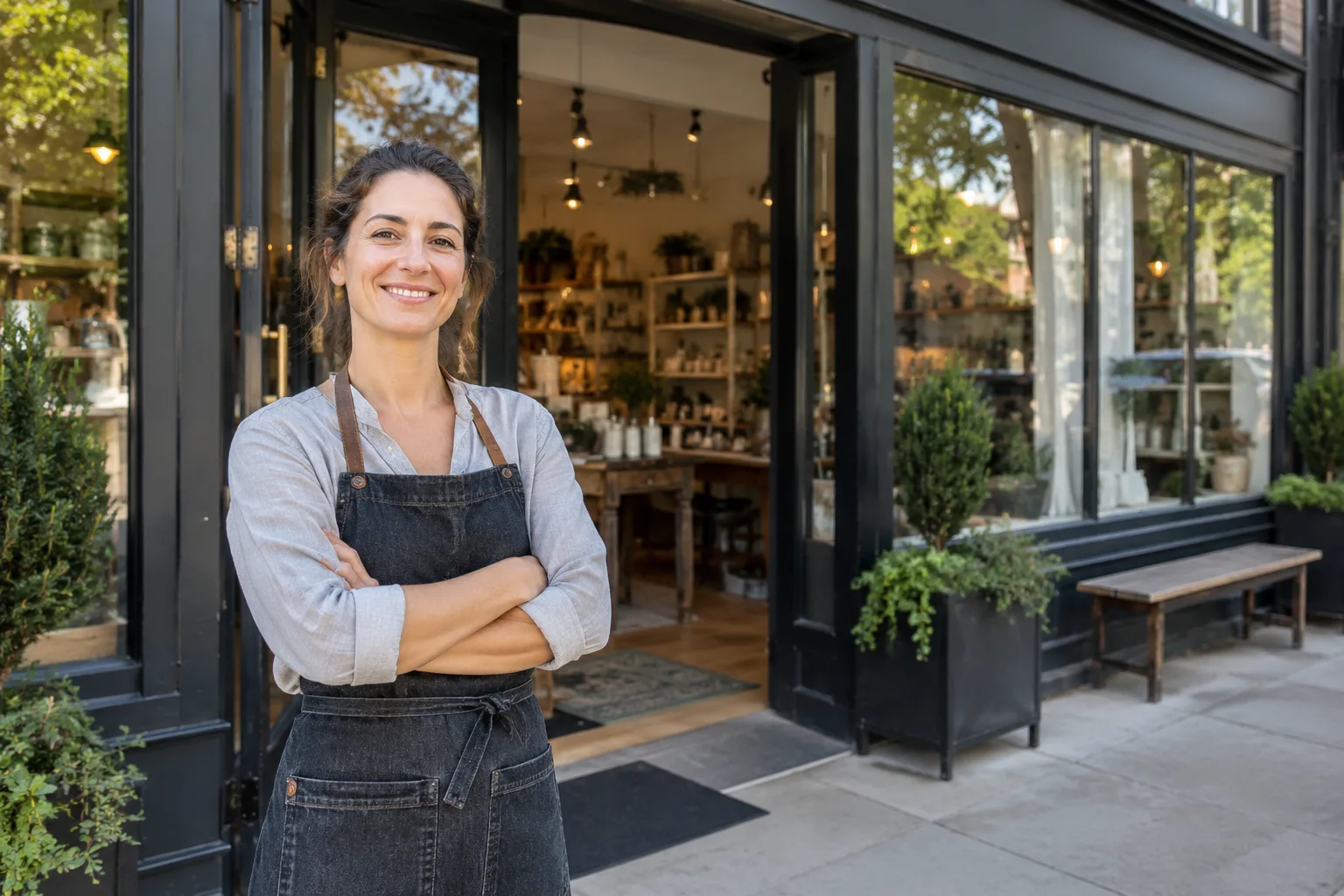 small business owner standing outside an attractive commercial property