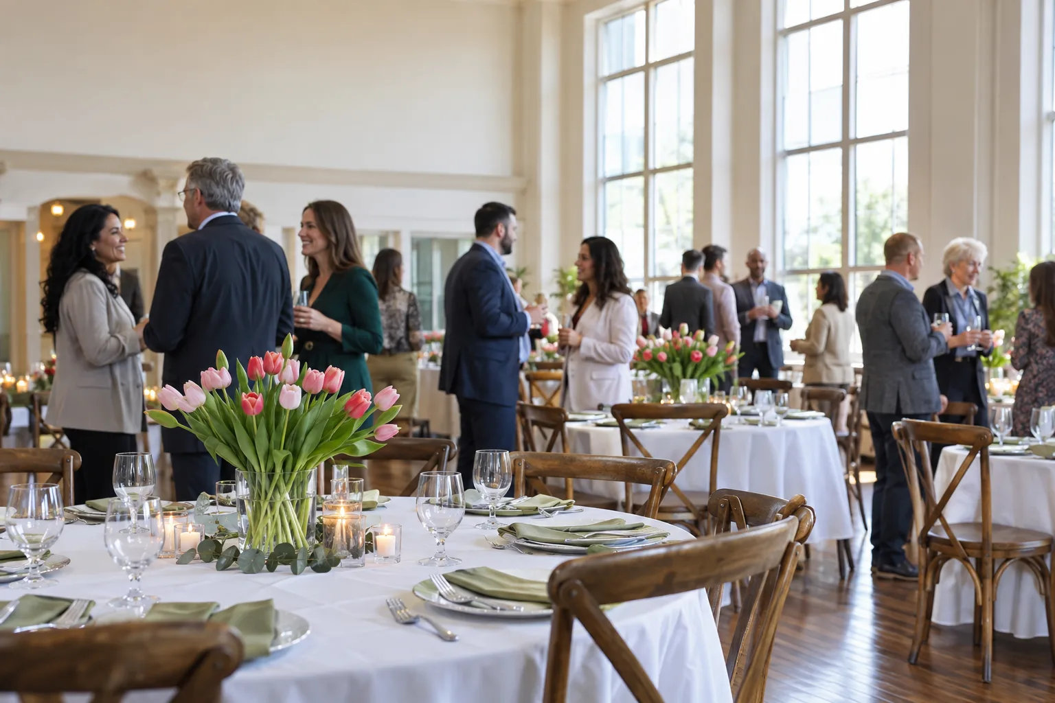 community hall prepared for an organized private gathering