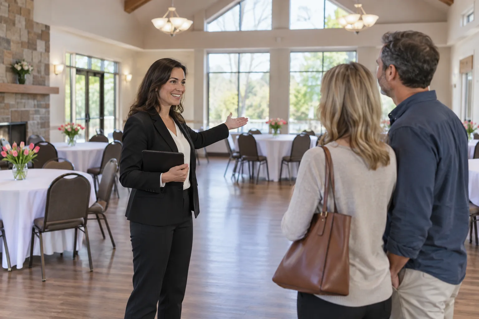 community center manager showing a well-kept rental hall